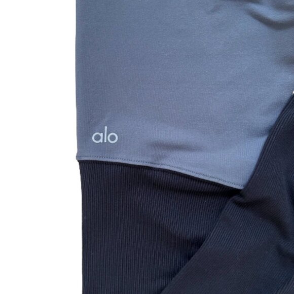 Alo Yoga Goddess Ribbed Dancer Leggings Gray Ribbed Long Foot Stirrup Style S - Picture 7 of 8